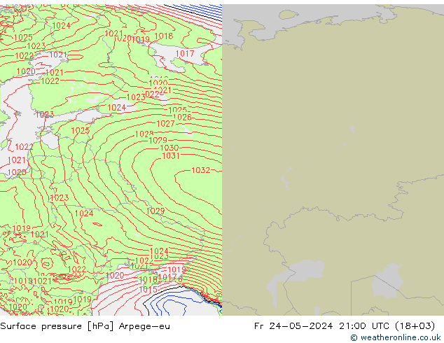 Surface pressure Arpege-eu Fr 24.05.2024 21 UTC