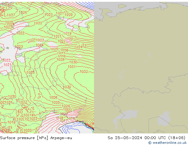 pression de l'air Arpege-eu sam 25.05.2024 00 UTC