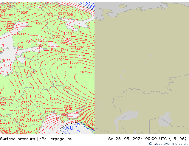 Atmosférický tlak Arpege-eu So 25.05.2024 00 UTC