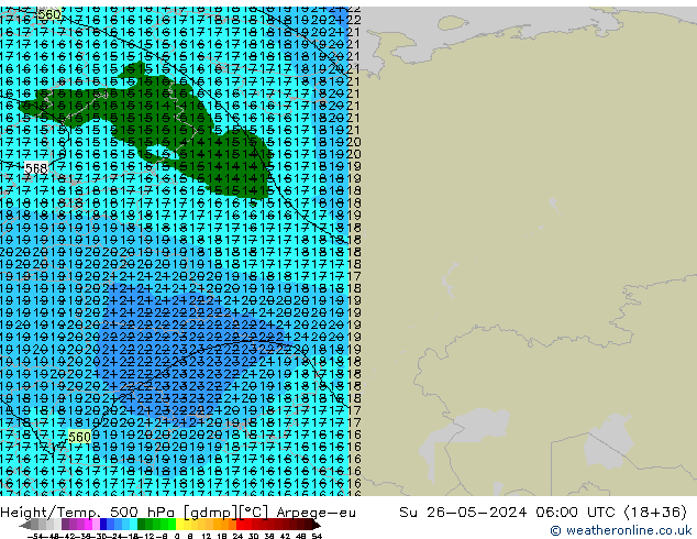 Height/Temp. 500 hPa Arpege-eu Su 26.05.2024 06 UTC