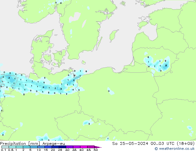 Precipitation Arpege-eu Sa 25.05.2024 03 UTC