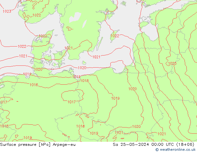 Surface pressure Arpege-eu Sa 25.05.2024 00 UTC