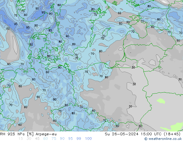 RH 925 hPa Arpege-eu dom 26.05.2024 15 UTC