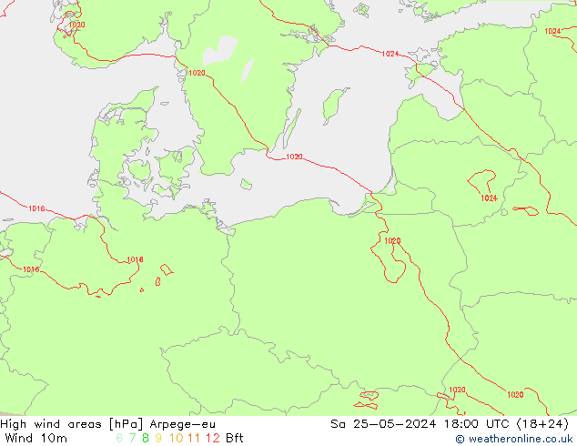 Windvelden Arpege-eu za 25.05.2024 18 UTC