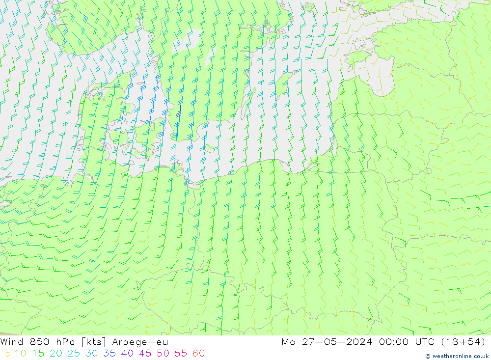 Vent 850 hPa Arpege-eu lun 27.05.2024 00 UTC