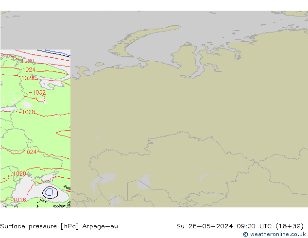 Pressione al suolo Arpege-eu dom 26.05.2024 09 UTC