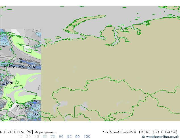 RH 700 hPa Arpege-eu Sa 25.05.2024 18 UTC