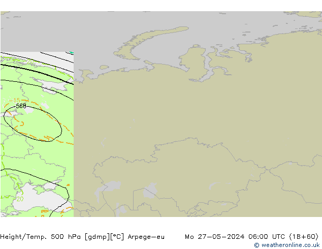 Géop./Temp. 500 hPa Arpege-eu lun 27.05.2024 06 UTC