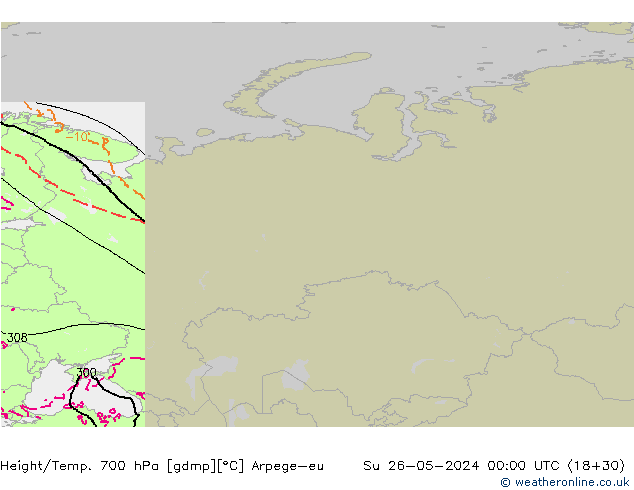 Yükseklik/Sıc. 700 hPa Arpege-eu Paz 26.05.2024 00 UTC