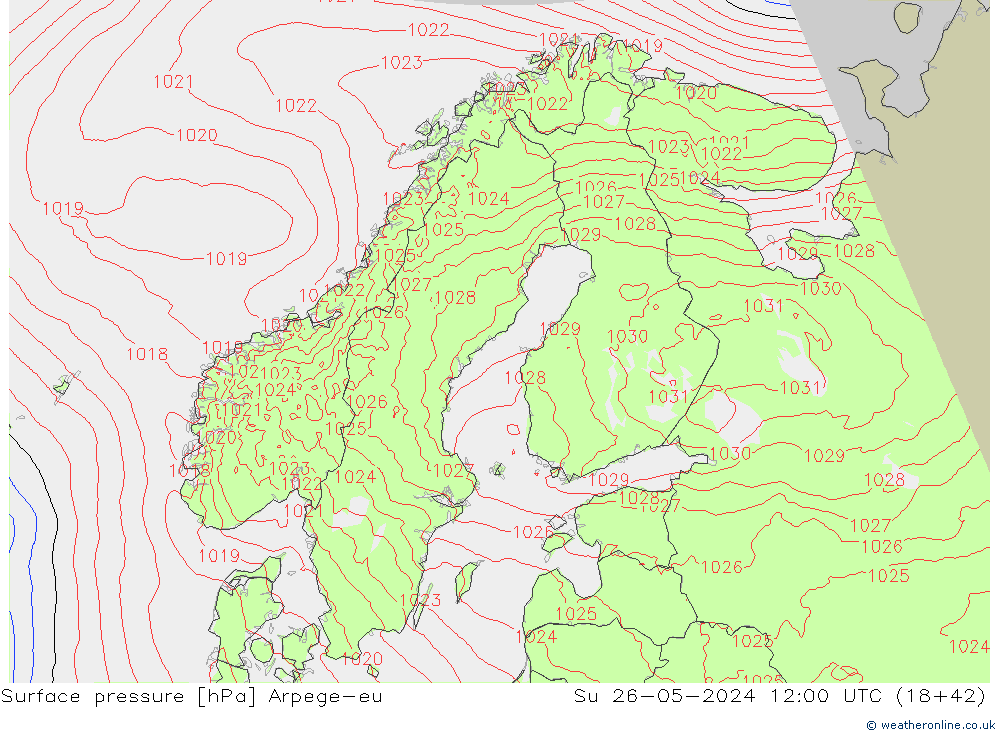 pressão do solo Arpege-eu Dom 26.05.2024 12 UTC