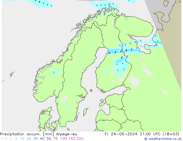 Precipitation accum. Arpege-eu Sex 24.05.2024 21 UTC