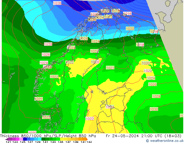 Thck 850-1000 hPa Arpege-eu Fr 24.05.2024 21 UTC