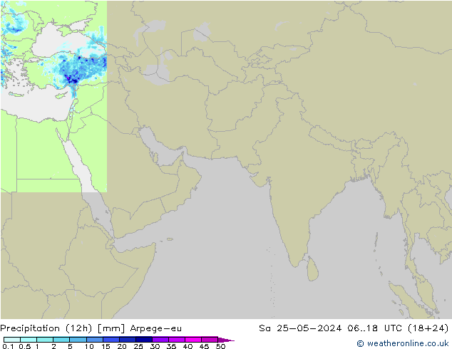 降水量 (12h) Arpege-eu 星期六 25.05.2024 18 UTC