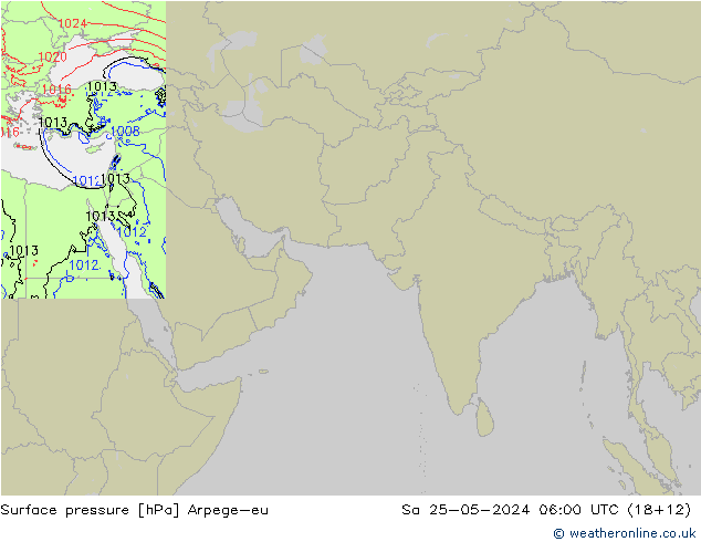 Pressione al suolo Arpege-eu sab 25.05.2024 06 UTC