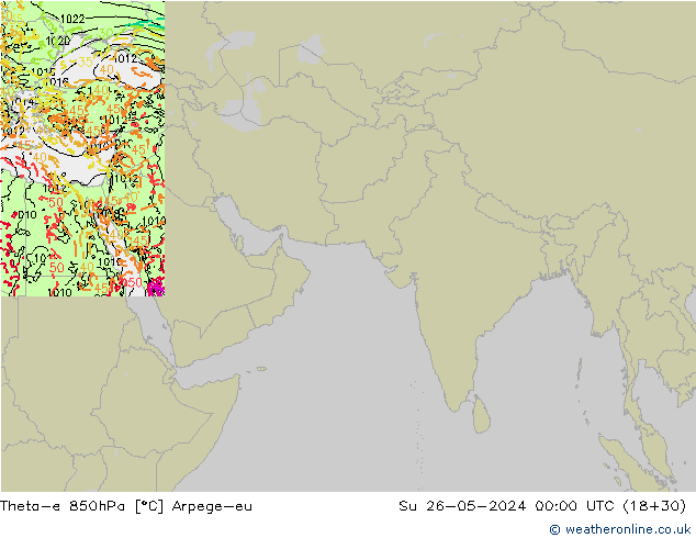 Theta-e 850hPa Arpege-eu Dom 26.05.2024 00 UTC