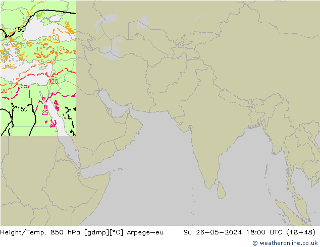 Hoogte/Temp. 850 hPa Arpege-eu zo 26.05.2024 18 UTC