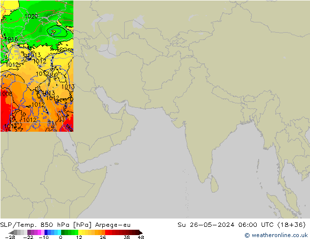 SLP/Temp. 850 hPa Arpege-eu dim 26.05.2024 06 UTC