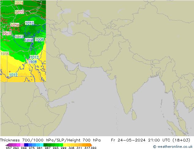 Thck 700-1000 hPa Arpege-eu Sex 24.05.2024 21 UTC