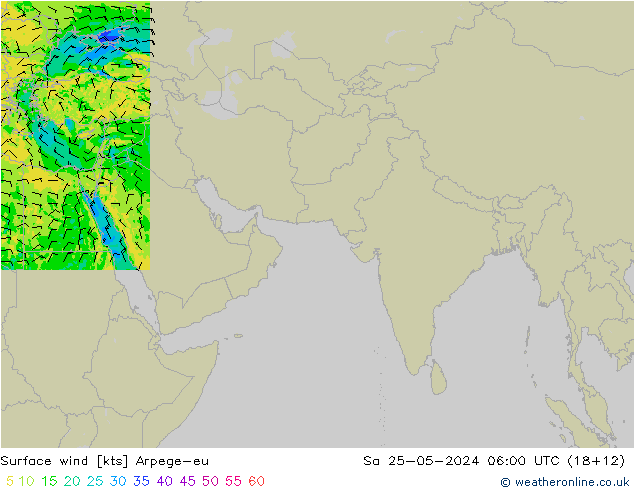 Wind 10 m Arpege-eu za 25.05.2024 06 UTC