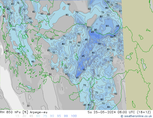 RV 850 hPa Arpege-eu za 25.05.2024 06 UTC