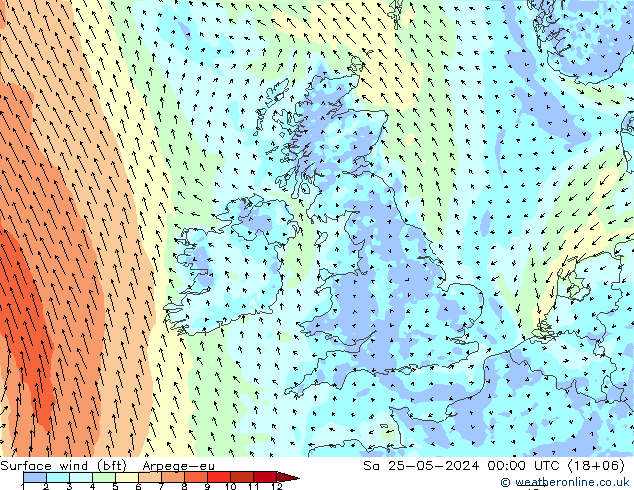 Rüzgar 10 m (bft) Arpege-eu Cts 25.05.2024 00 UTC