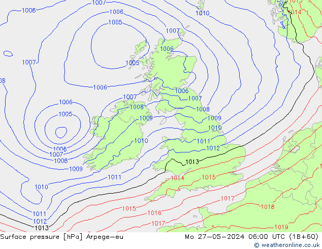 Luchtdruk (Grond) Arpege-eu ma 27.05.2024 06 UTC