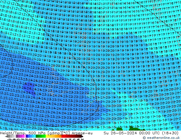 Height/Temp. 500 hPa Arpege-eu nie. 26.05.2024 00 UTC