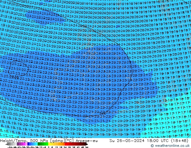 Hoogte/Temp. 500 hPa Arpege-eu zo 26.05.2024 18 UTC