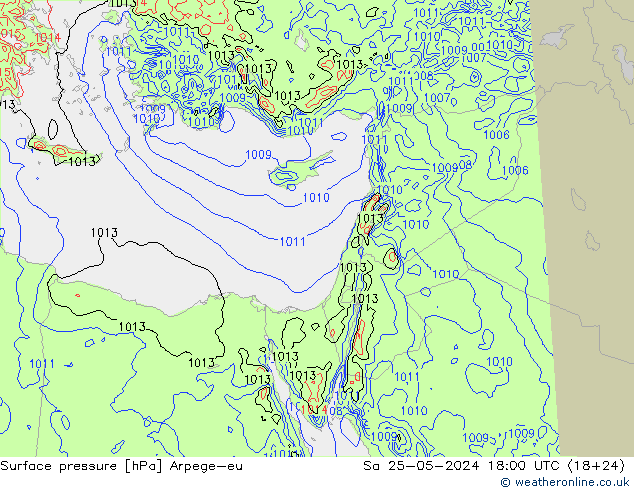 Atmosférický tlak Arpege-eu So 25.05.2024 18 UTC