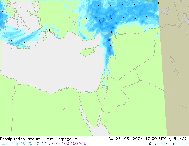 Precipitation accum. Arpege-eu dom 26.05.2024 12 UTC