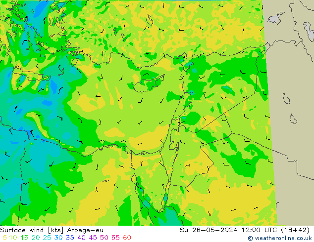 Vento 10 m Arpege-eu dom 26.05.2024 12 UTC