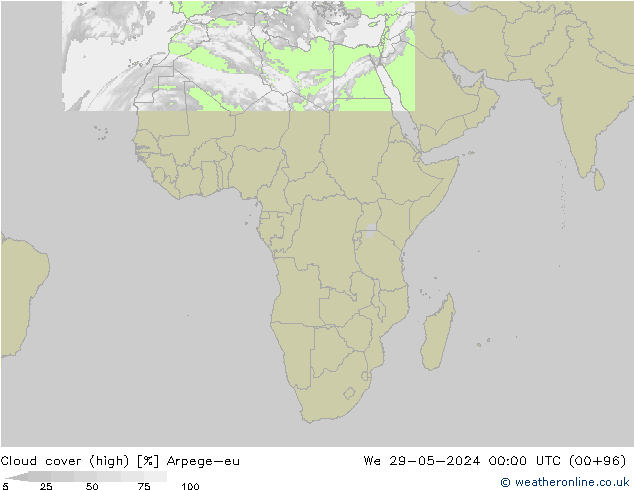 nuvens (high) Arpege-eu Qua 29.05.2024 00 UTC