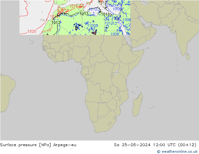 Atmosférický tlak Arpege-eu So 25.05.2024 12 UTC