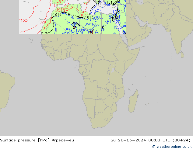 Presión superficial Arpege-eu dom 26.05.2024 00 UTC