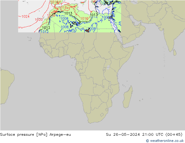 Luchtdruk (Grond) Arpege-eu zo 26.05.2024 21 UTC