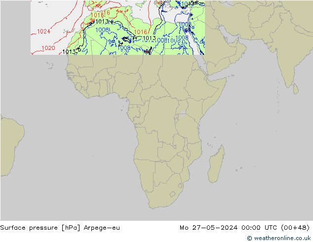 Surface pressure Arpege-eu Mo 27.05.2024 00 UTC