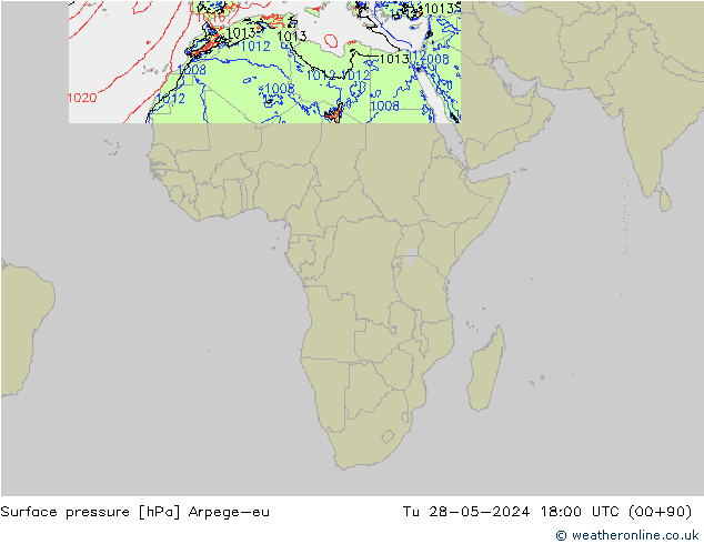 Presión superficial Arpege-eu mar 28.05.2024 18 UTC