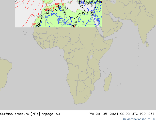 Luchtdruk (Grond) Arpege-eu wo 29.05.2024 00 UTC