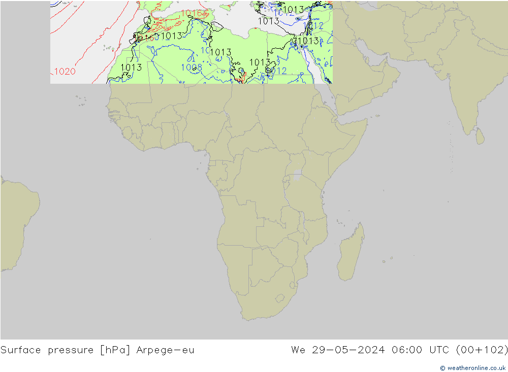 pression de l'air Arpege-eu mer 29.05.2024 06 UTC