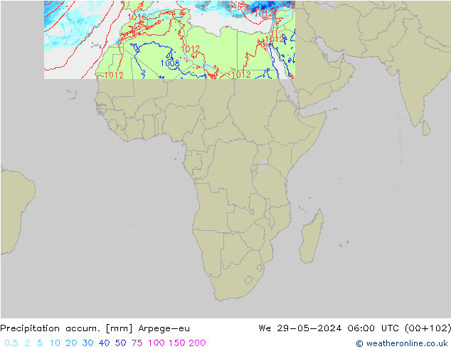 Precipitation accum. Arpege-eu Qua 29.05.2024 06 UTC