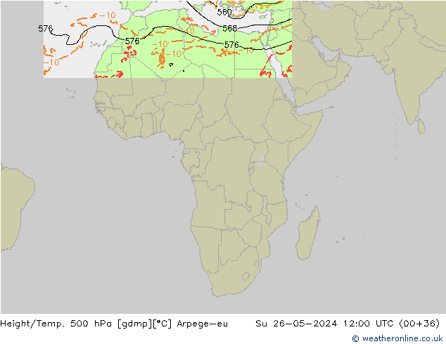 Height/Temp. 500 hPa Arpege-eu Dom 26.05.2024 12 UTC