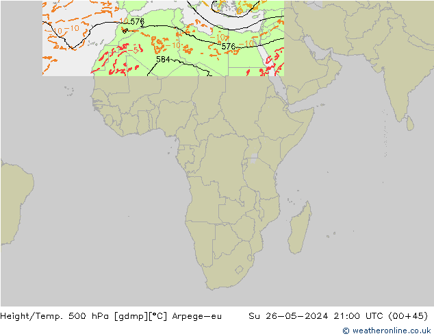 Height/Temp. 500 hPa Arpege-eu dom 26.05.2024 21 UTC