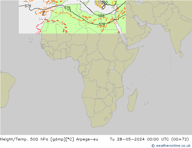 Hoogte/Temp. 500 hPa Arpege-eu di 28.05.2024 00 UTC