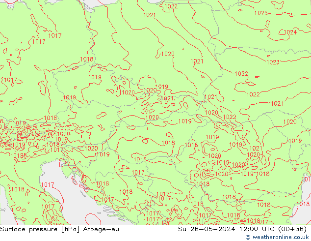 Atmosférický tlak Arpege-eu Ne 26.05.2024 12 UTC