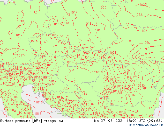 Surface pressure Arpege-eu Mo 27.05.2024 15 UTC