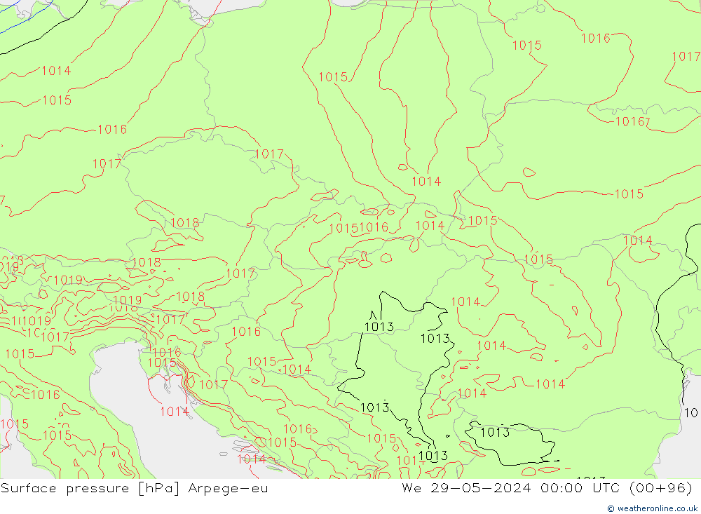 Surface pressure Arpege-eu We 29.05.2024 00 UTC