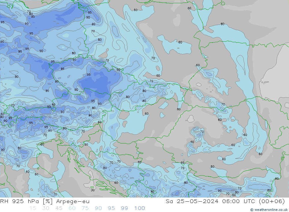 RH 925 hPa Arpege-eu sab 25.05.2024 06 UTC