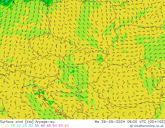 Surface wind Arpege-eu St 29.05.2024 06 UTC