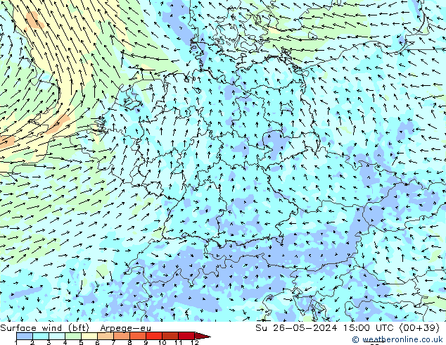 Rüzgar 10 m (bft) Arpege-eu Paz 26.05.2024 15 UTC