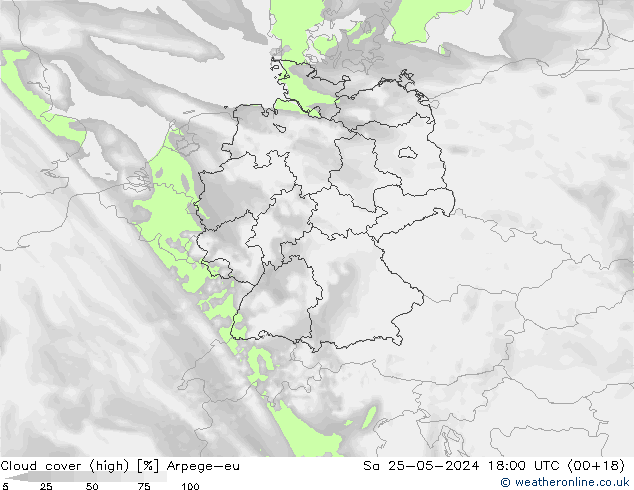 zachmurzenie (wysokie) Arpege-eu so. 25.05.2024 18 UTC